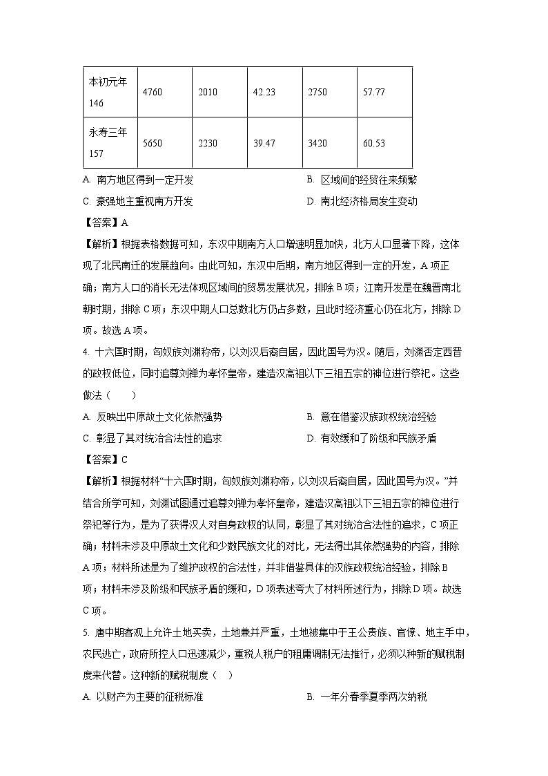 河北省保定市六校2024-2025学年高二下学期下6月质量检测历史试卷（解析版）第3页