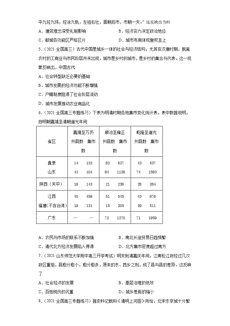 高考历史一轮复习 第四单元村落、城镇与居住环境（两年真题一年模拟）第2页