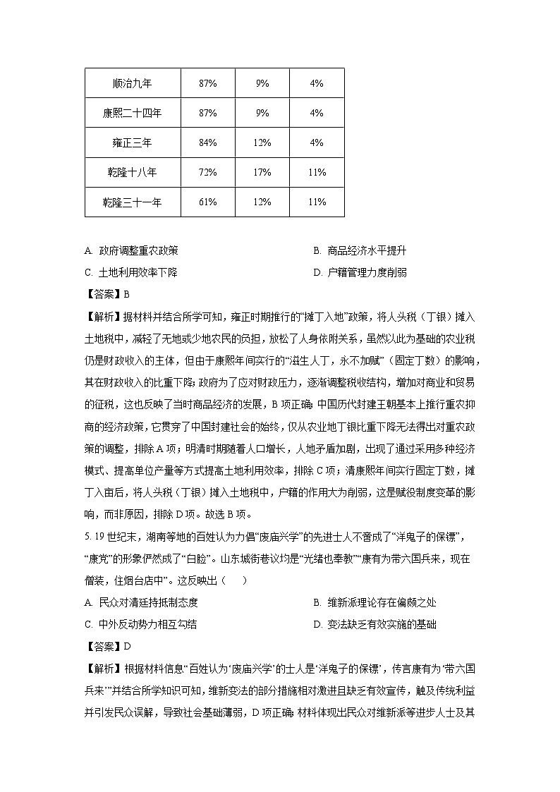 安徽省蚌埠市2024-2025学年高三下第二次教学质量检查考试历史试卷（解析版）第3页