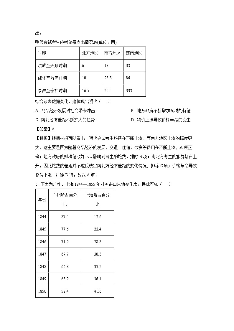 2025届安徽省滁州市市直学校高三下学期第三次联考历史试卷（解析版）第3页