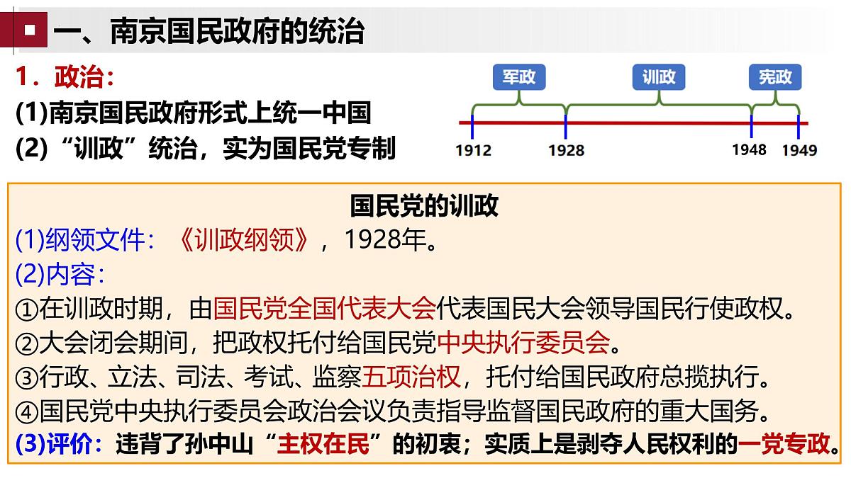 高考历史一轮复习课件：第21讲 南京国民政府的统治和中国共产党开辟革命新道路（21页）第5页
