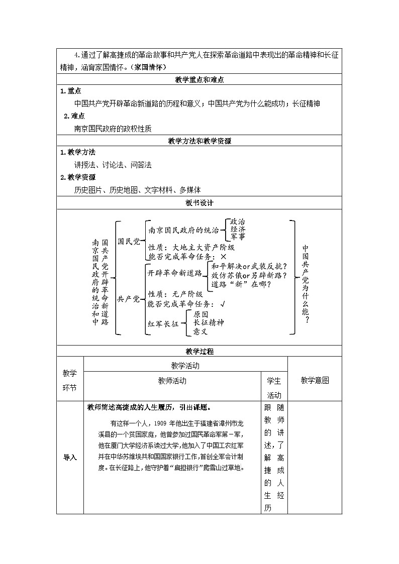 纲要上第21课 南京国民政府的统治和中国共产党开辟革命新道路教学设计6第2页
