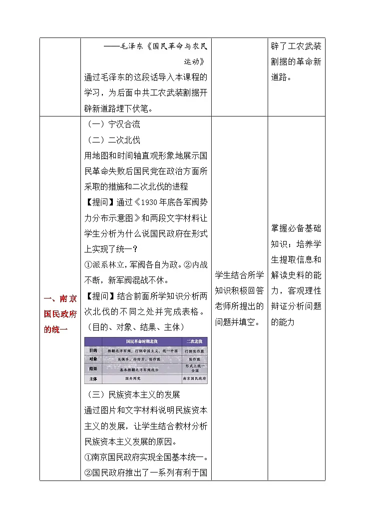 纲要上第21课 南京国民政府的统治和中国共产党开辟革命新道路教学设计7第3页