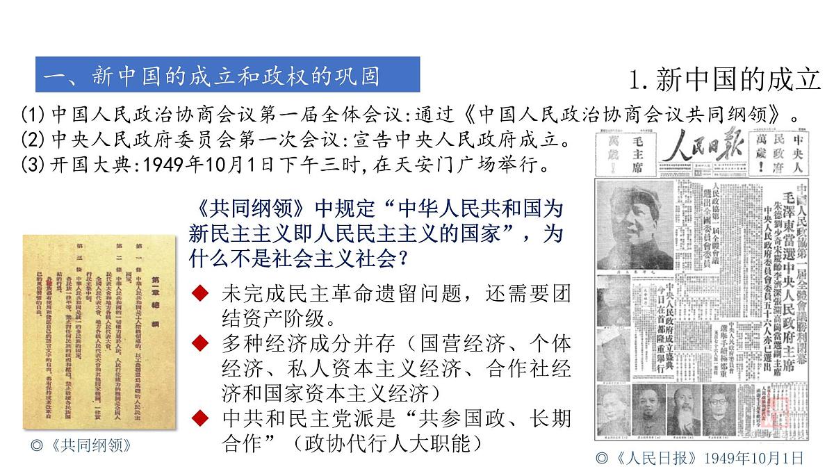 高考历史一轮复习课件十八 中华人民共和国成立和向社会主义的过渡第7页