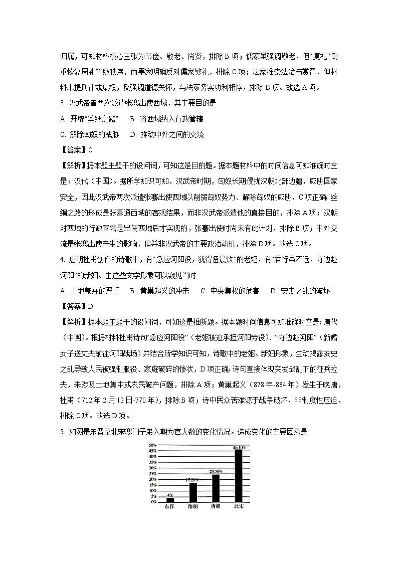山东省济宁市2024-2025学年高一下学期期末质量检测历史试卷（解析版）第2页