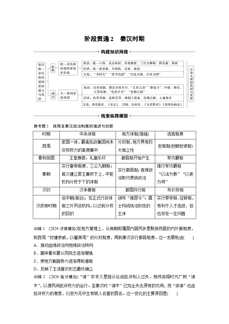 板块一　第二单元　阶段贯通2　秦汉时期（学生版）第1页
