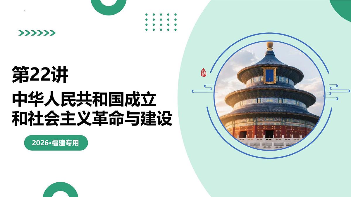 第22讲+中华人民共和国成立和社会主义革命与建设（复习课件）（福建专用）2026年高考历史一轮复习讲练测第1页
