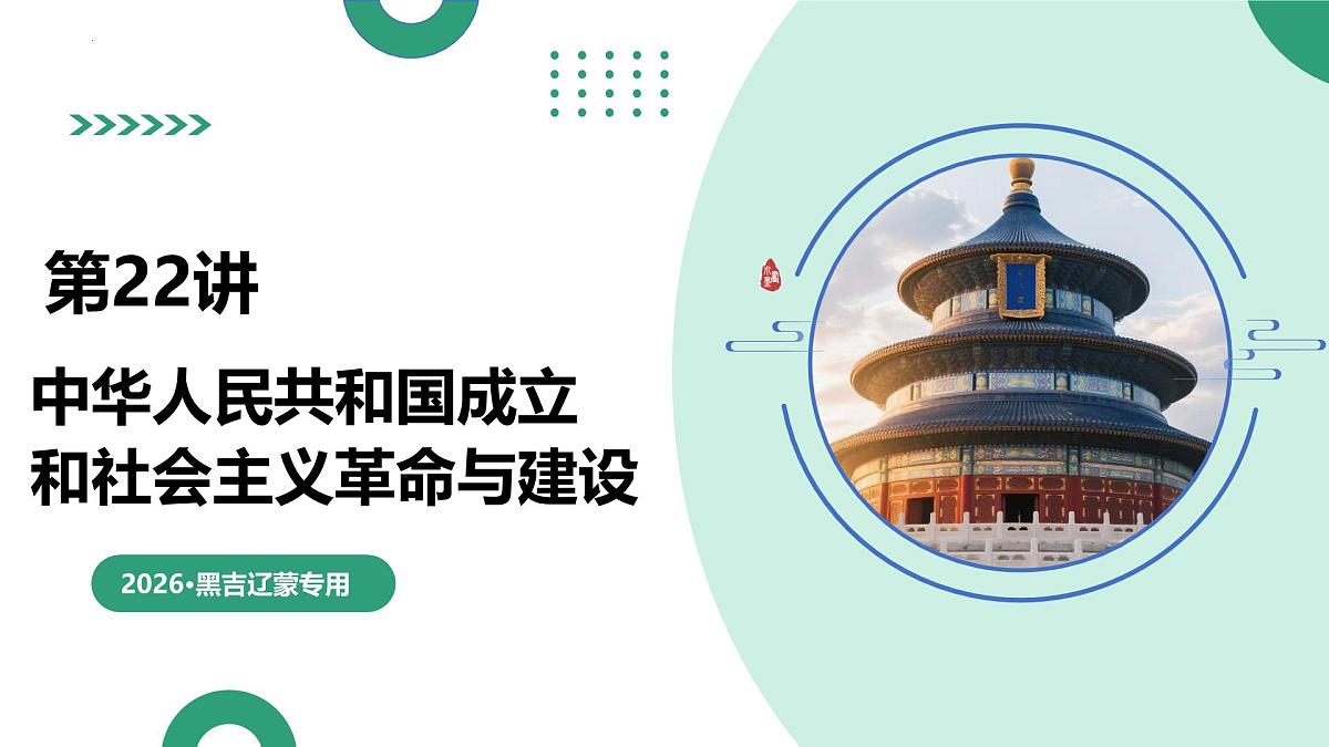 第22讲+中华人民共和国成立和社会主义革命与建设（课件）（黑吉辽蒙专用）26年高考历史一轮复习讲练测第1页