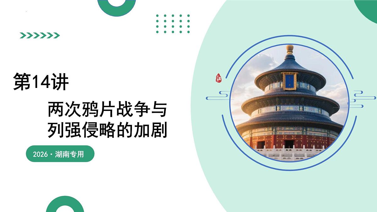 第14讲+两次鸦片战争与列强侵略的加剧（复习课件）（湖南专用）2026年高考历史一轮复习讲练测第1页