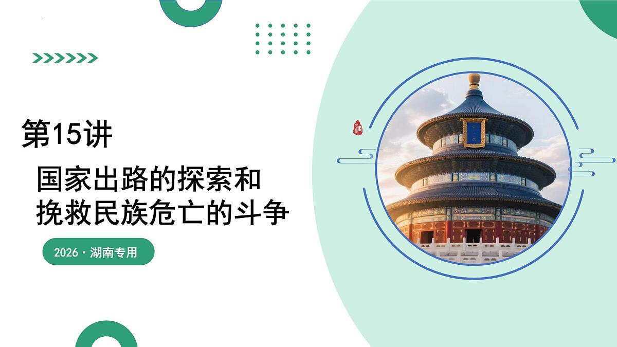 第15讲+国家出路的探索和挽救民族危亡的斗争（复习课件）（湖南专用）2026年高考历史一轮复习讲练测第1页
