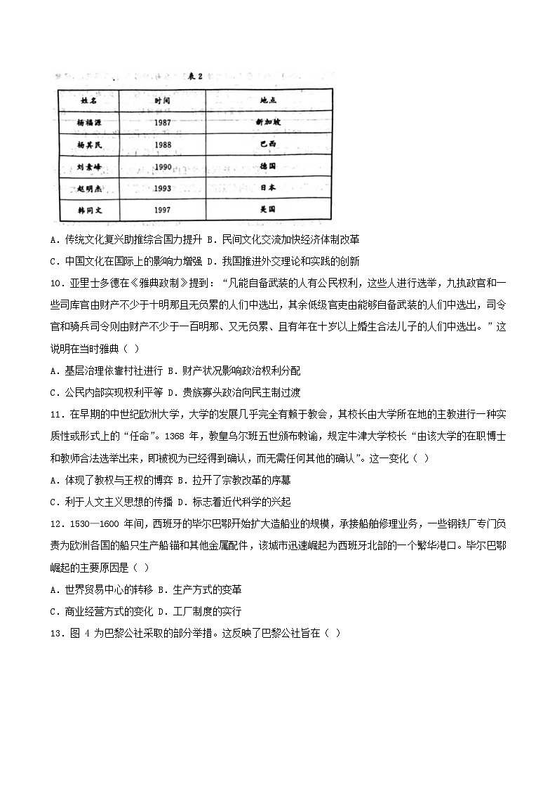 山东省2025届高三历史下学期4月联合检测试题含解析第3页
