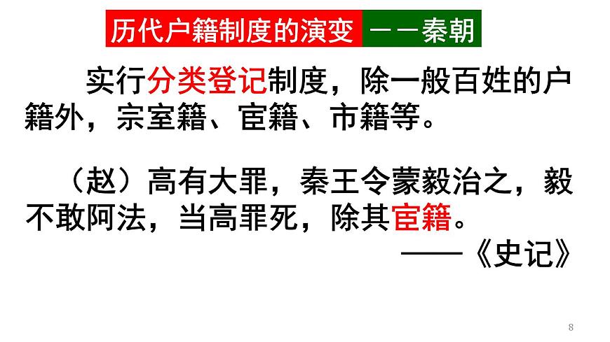 统编版高中历史高二上学期选必一 6.17中国古代的户籍制度与社会治理 课件第8页