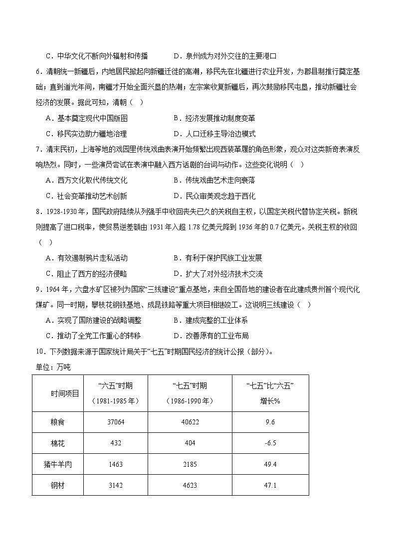 贵州省六盘水市2024-2025学年高二下学期期末考试历史试题（Word版附答案）第2页