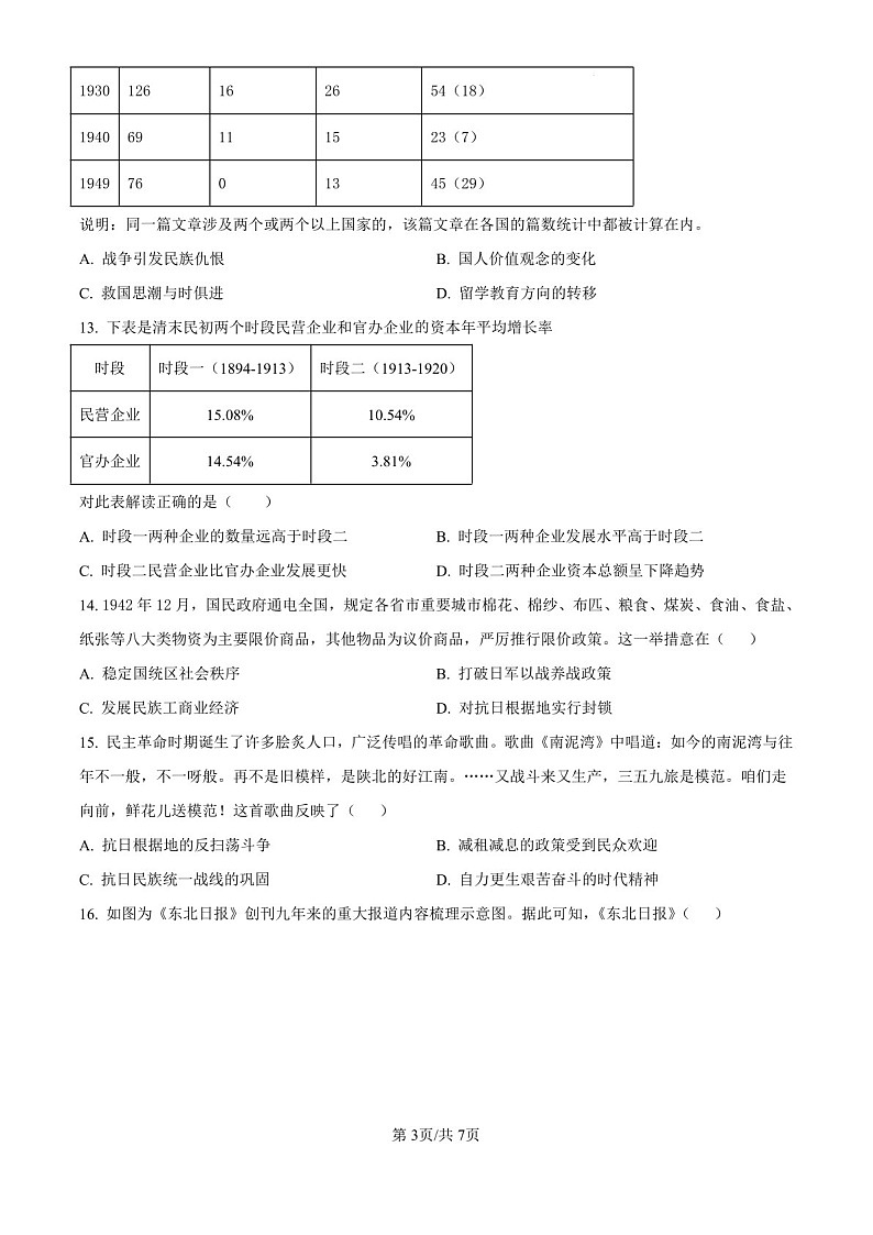 2025届黑龙江省哈尔滨师大附中高三下学期10月考-历史试题（含答案）第3页