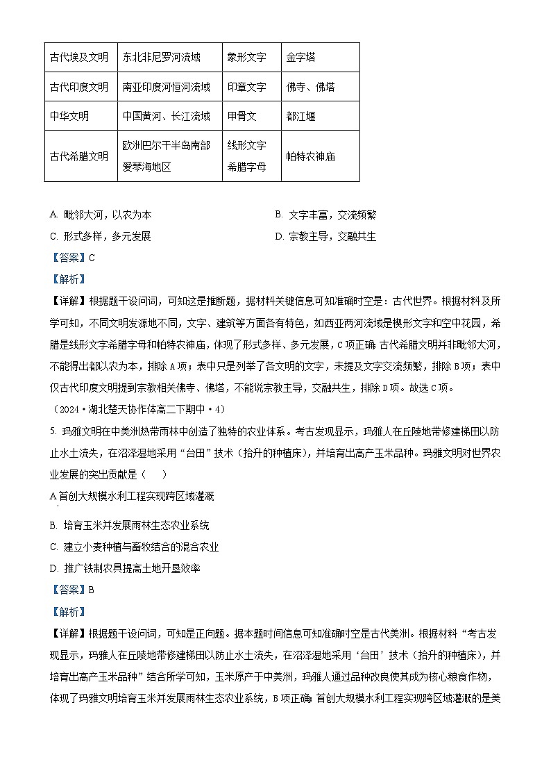2024—2025学年度山东省潍坊市潍坊中学高一下学期期中考前检测历史试题（含答案）第3页