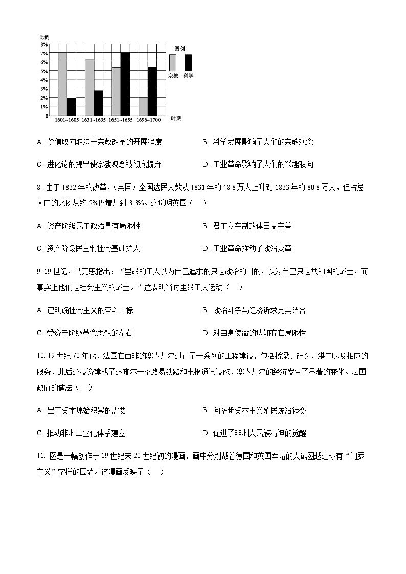 山东省东营市2024-2025学年高一下学期期末质量监控历史试题（含答案）第3页