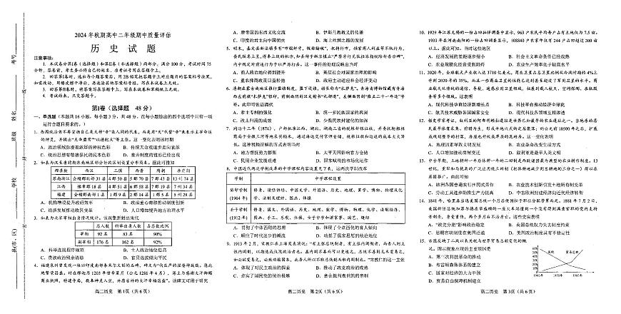 河南省南阳市2024-2025学年高二上学期期中考试历史试题第1页