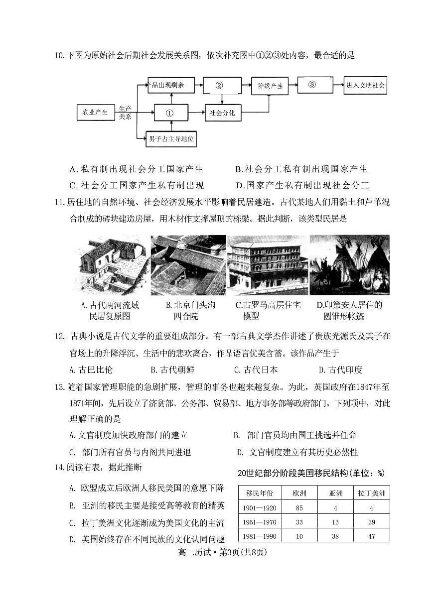 浙江省杭州市2023-2024学年高二下学期6月期末考试历史试题+答案第3页
