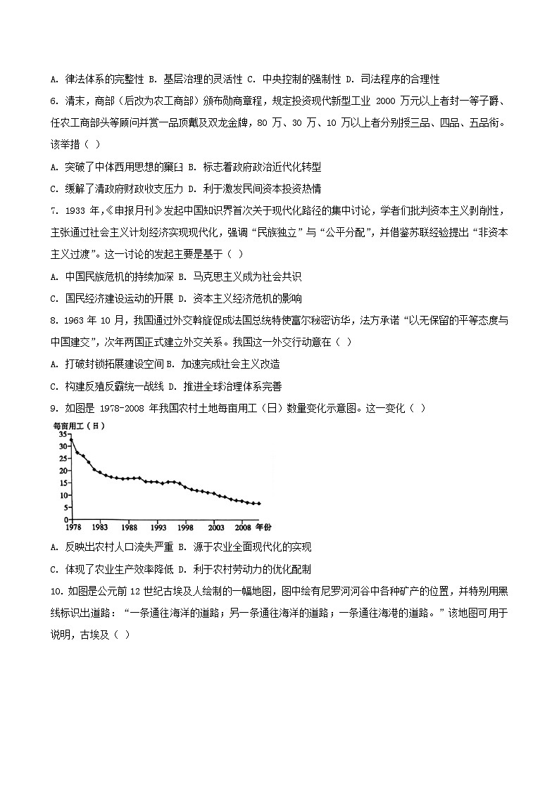 山东省聊城市2025届高三历史下学期5月三模试题第2页