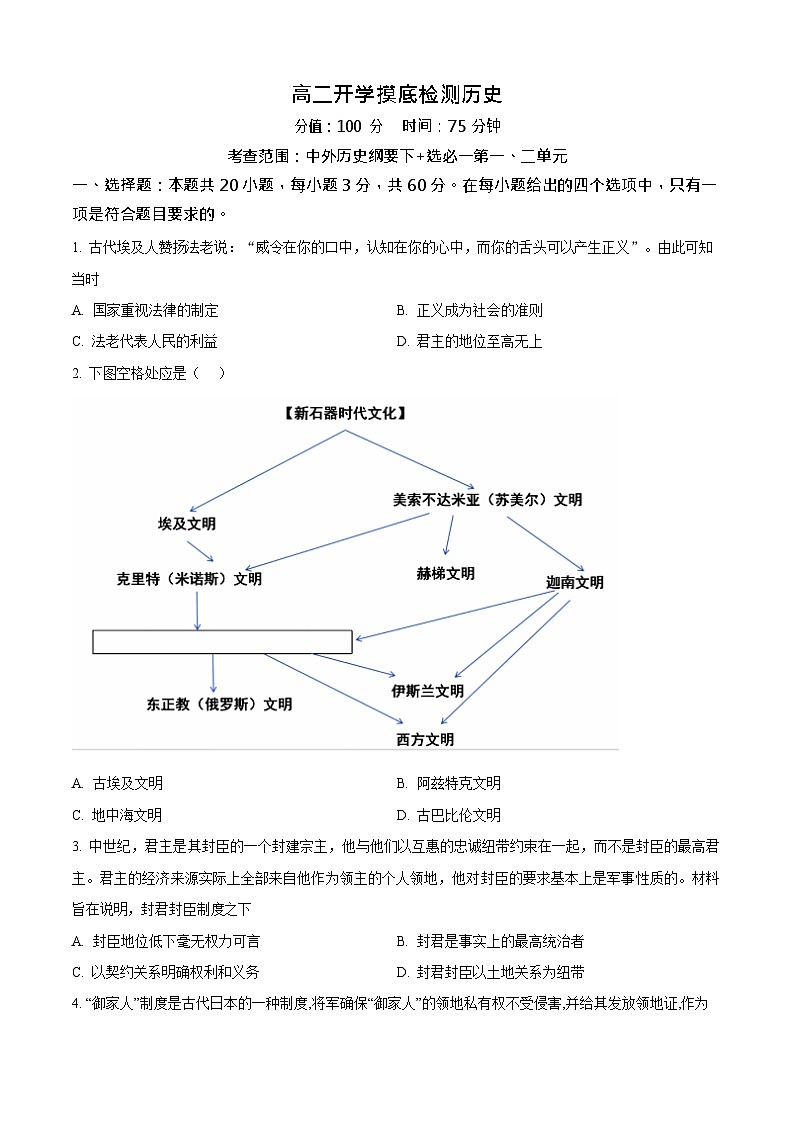 安徽省阜阳市临泉县田家炳实验中学2025-2026学年高二上学期开学考试历史试卷第1页