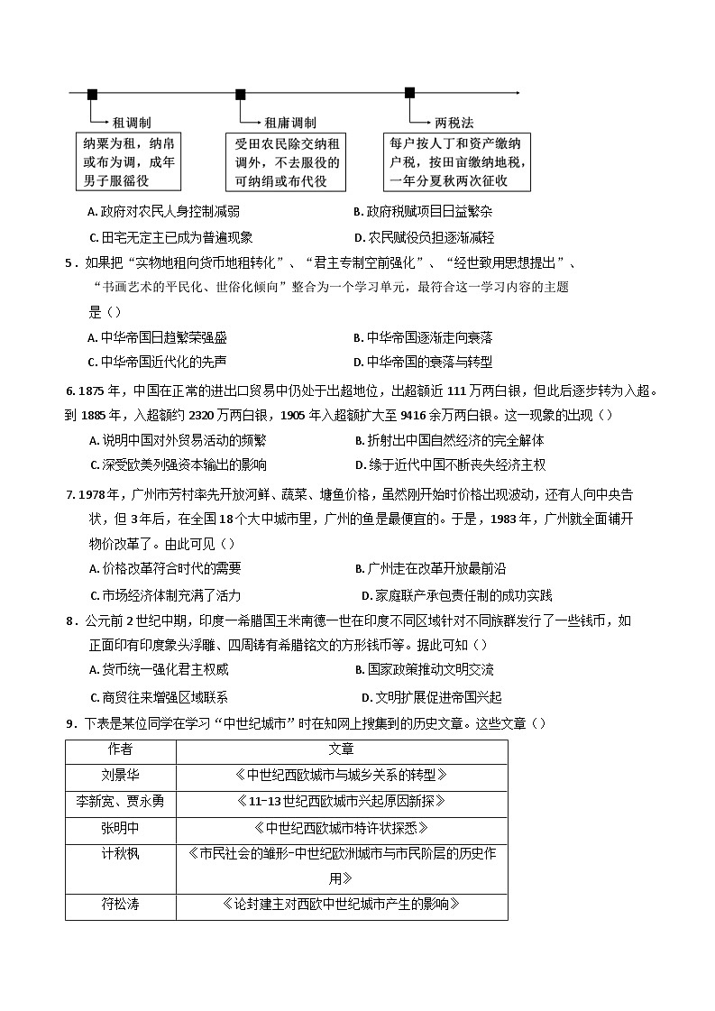 四川省泸州市三校联盟2024-2025学年高一下学期期末联合考试历史试题（含答案）第2页
