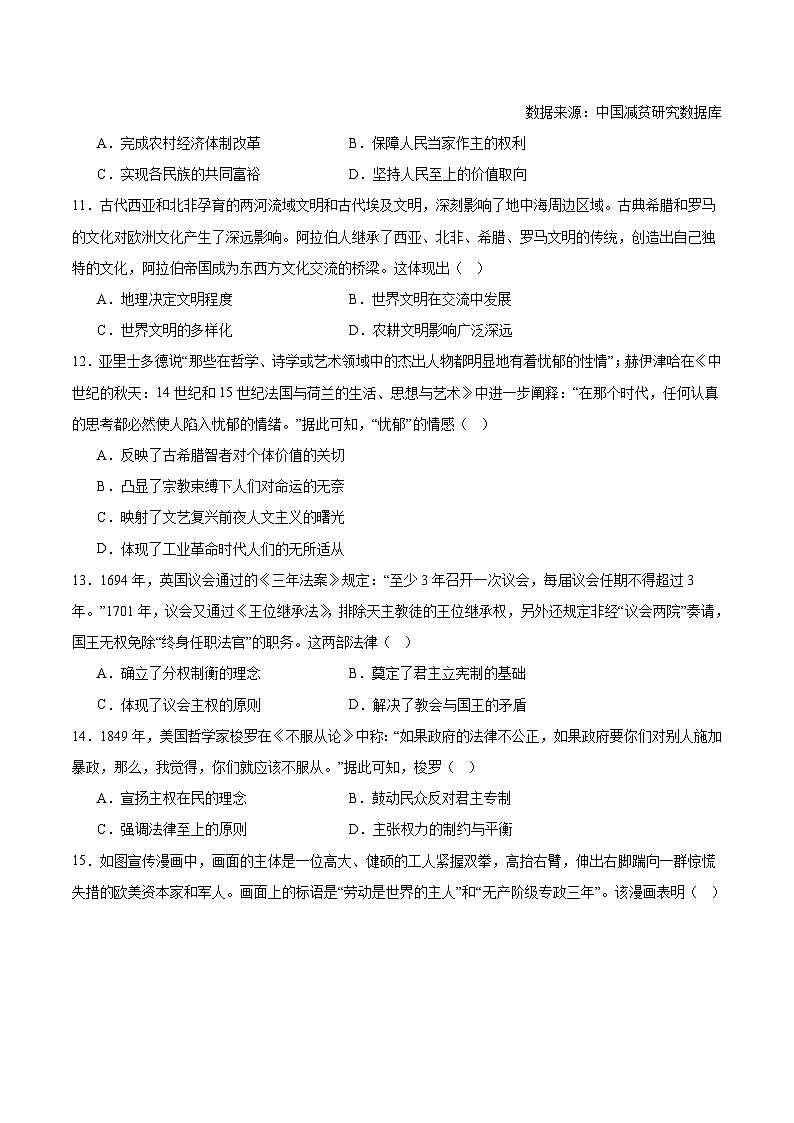 安徽省县中联盟2026届高三上学期8月开学学情检测历史试卷（含答案）第3页