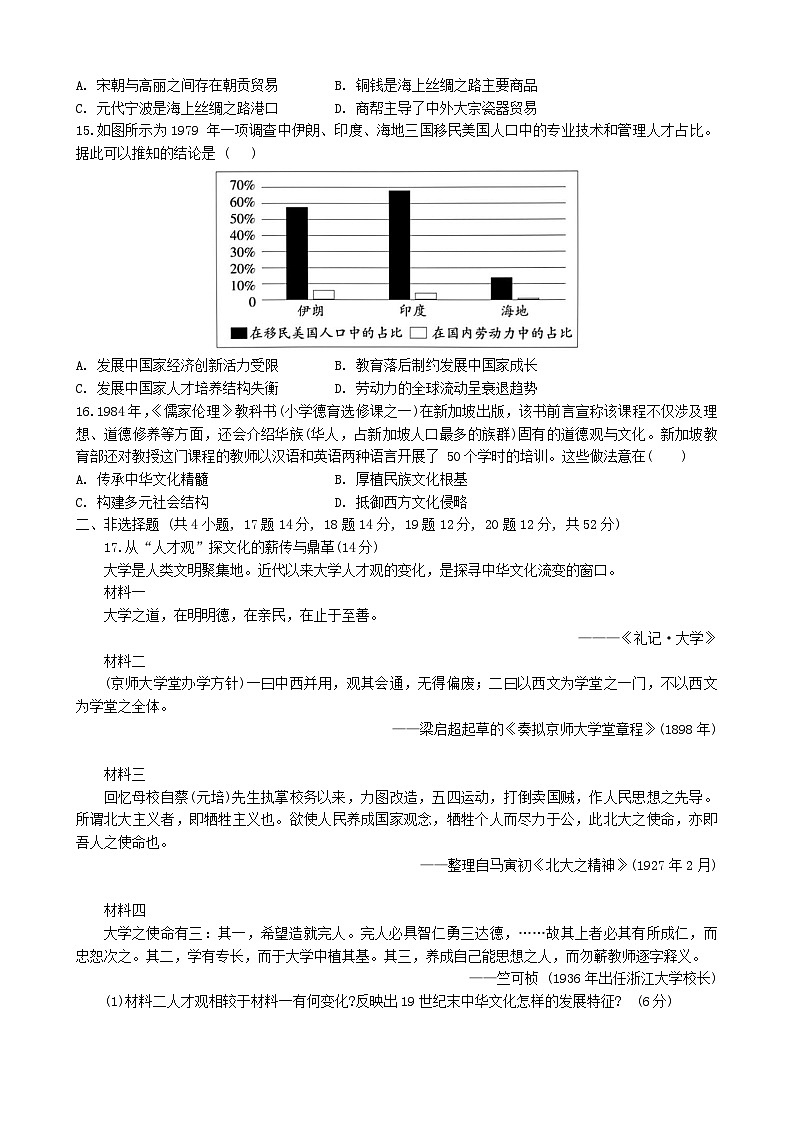 广东省清远市2024_2025学年高二历史下学期期中联考试题含解析第3页