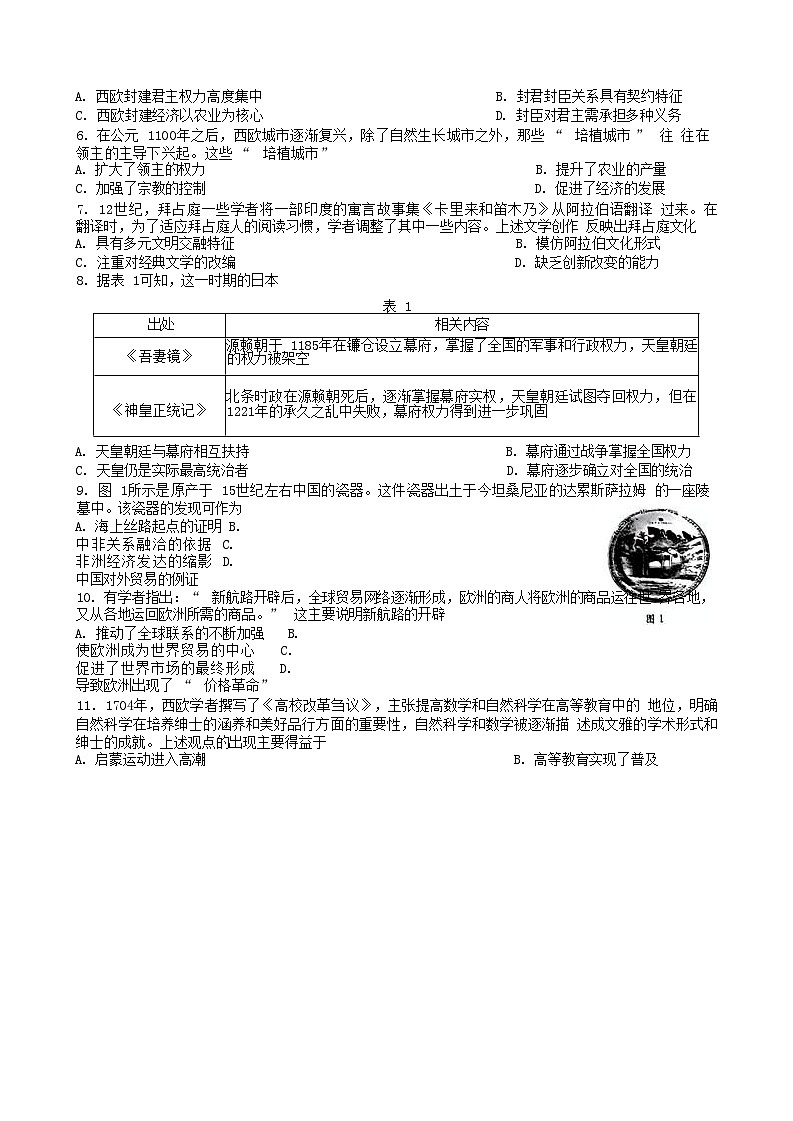 河南省南阳市2024_2025学年高一历史下学期期中模拟联考试题含解析第2页