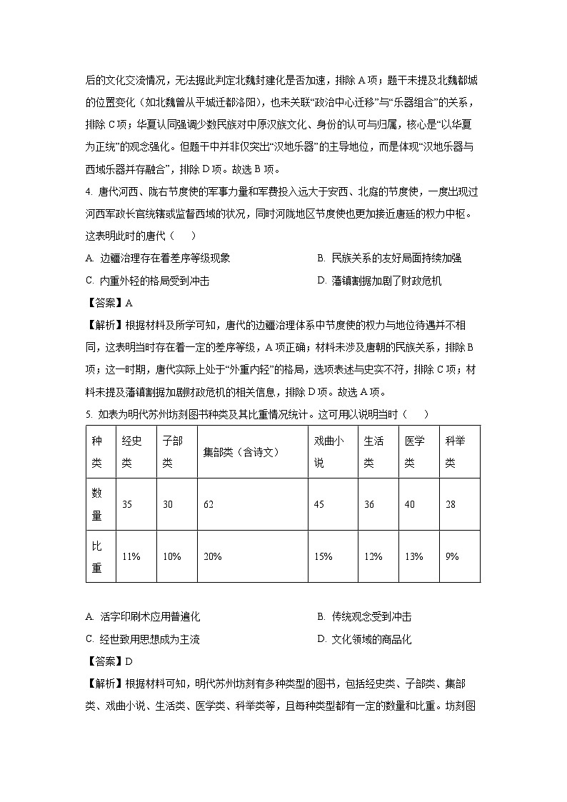 安徽省A10联盟2025-2026学年高三上学期8月底学情调研历史试题（解析版）第3页