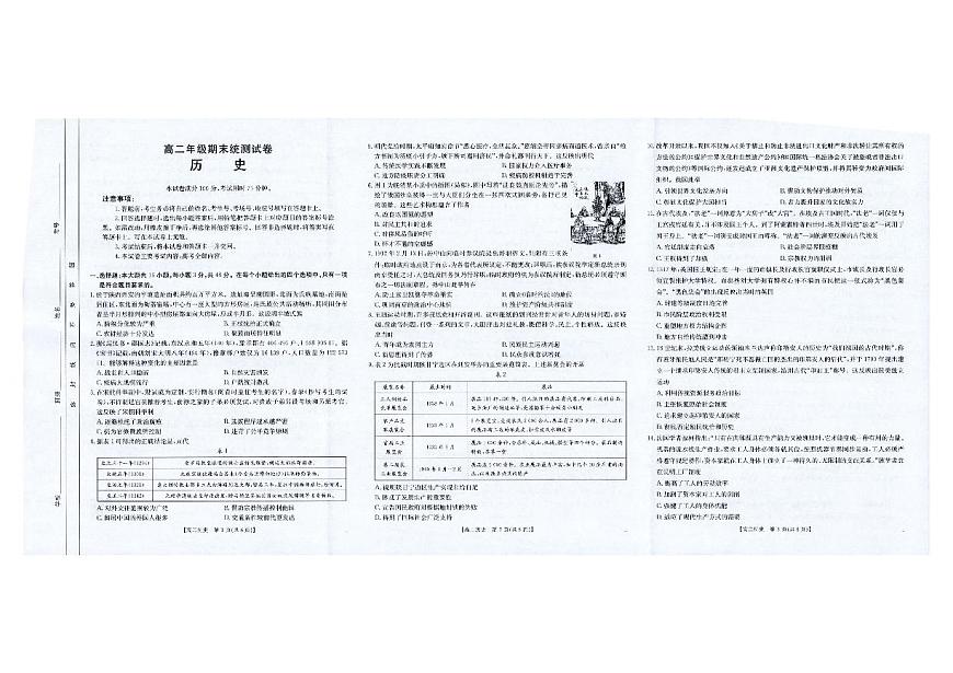 金太阳云南省临沧市2024-2025学年下学期高二期末质量测试历史试卷+答案第1页