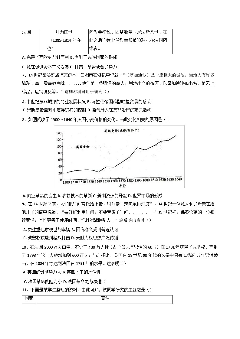 安徽省淮南第二中学2025-2026学年高二上学期开学检测历史试题（含答案）第2页