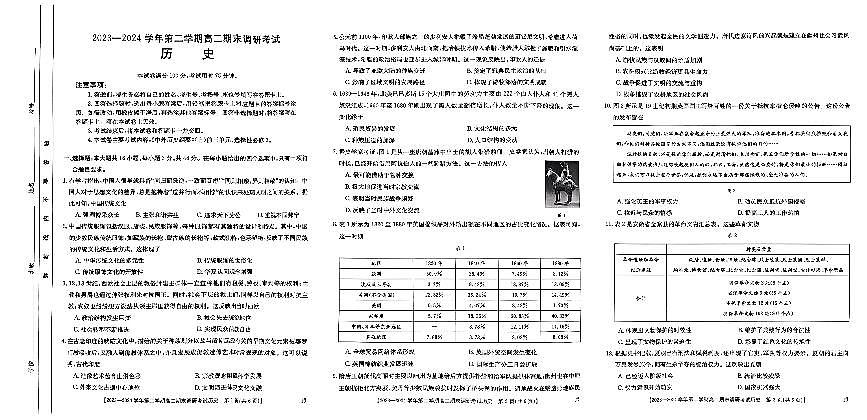 河北省保定市2023-2024学年高二下学期7月期末考试历史试卷+答案第1页