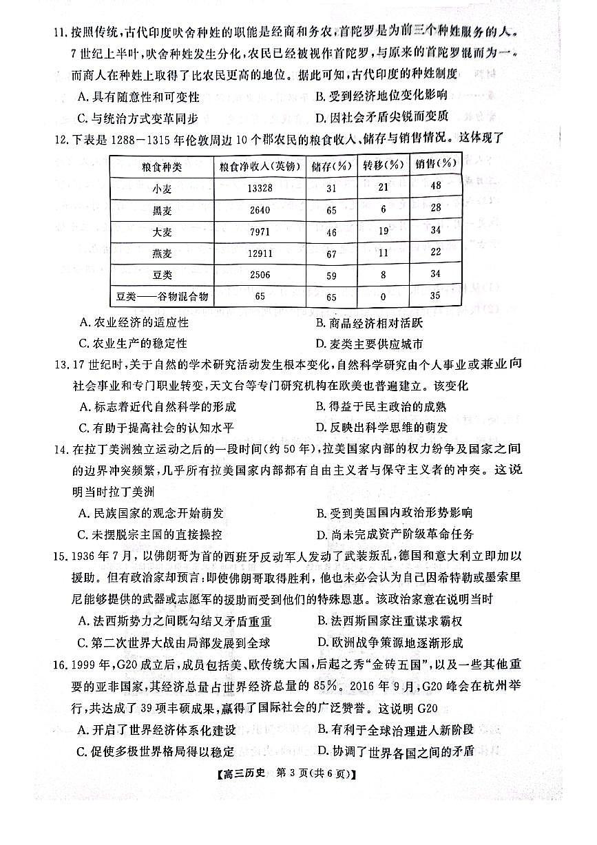河南省金科大联考2024-2025学年上学期高三12月联考历史试卷+答案第3页