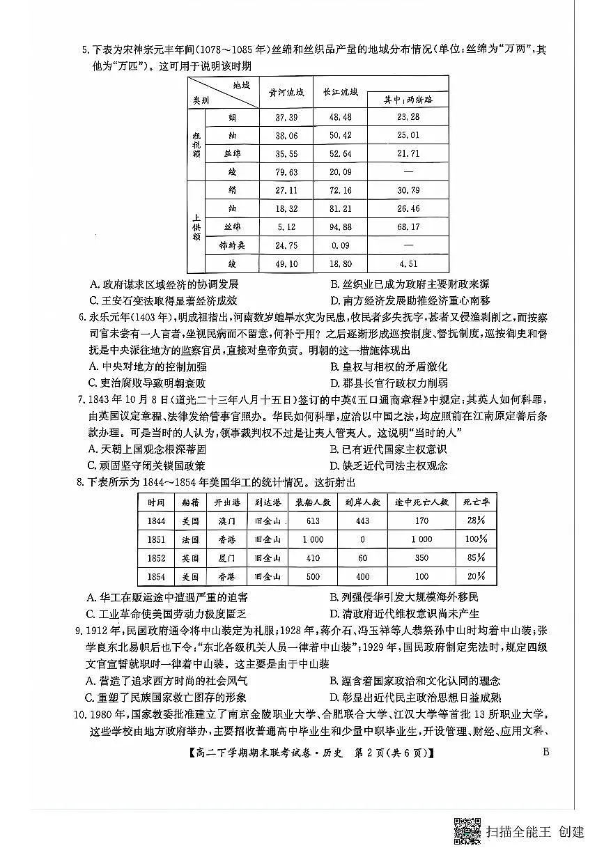 河南省商丘市商师联盟2023-2024学年高二下学期7月期末历史试卷+答案第2页