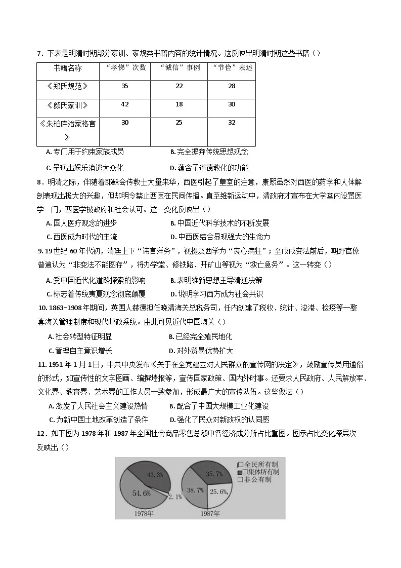 河南省信阳高级中学（北湖校区）2025-2026学年高三上学期开学考试历史试题（含答案）第2页