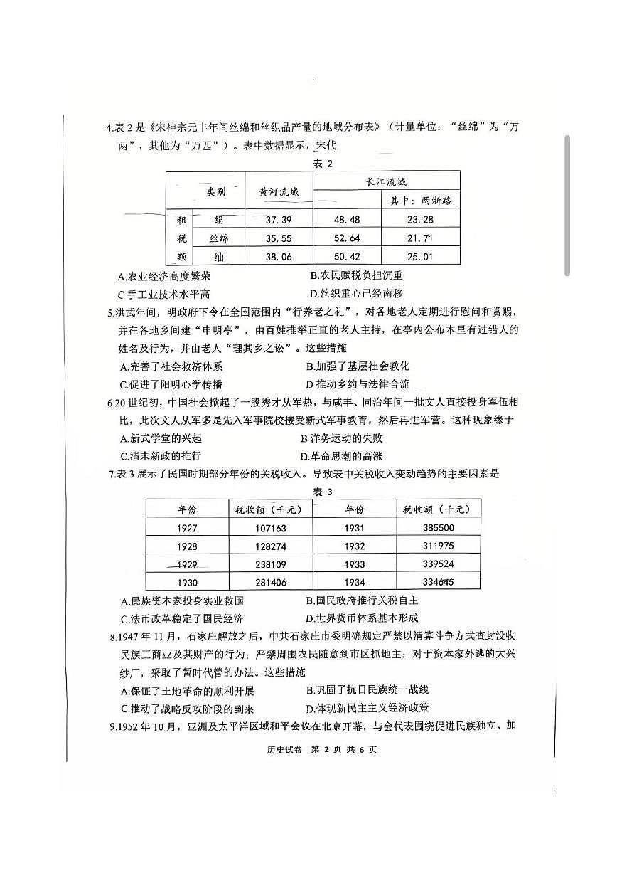 江苏省南通市2026届高三上学期9月份调研测试历史试题无答案第2页