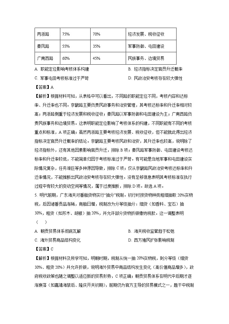 内蒙古自治区名校2025-2026学年高三上学期开学教学质量检测历史试卷（解析版）第3页