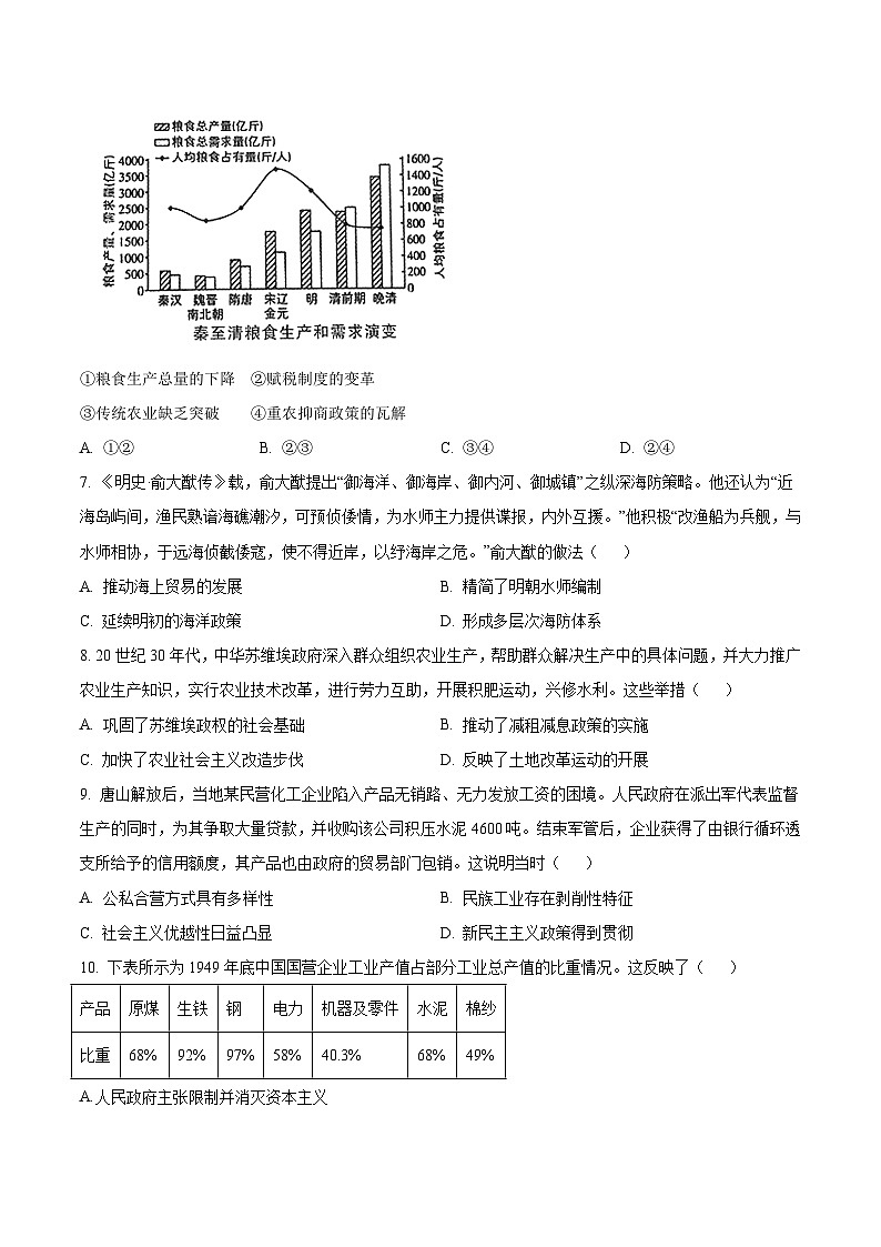 2026梅河口五中高三上学期开学考试历史含答案第2页