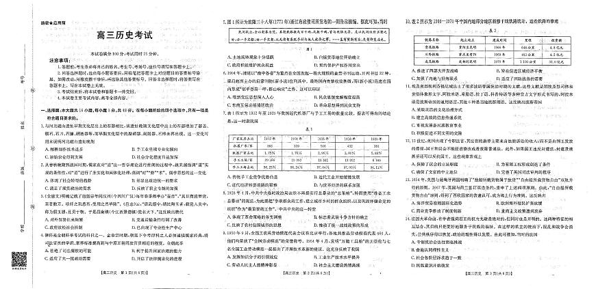 云南省金太阳2026届高三9月开学联考（YN）历史第1页