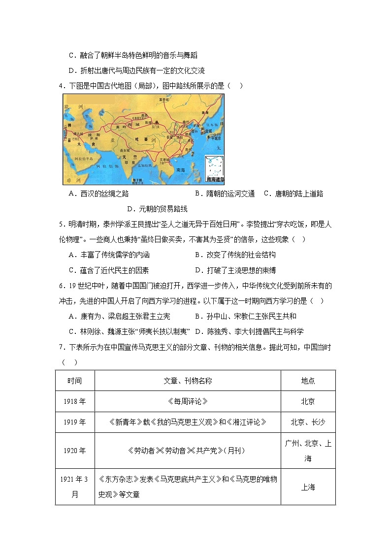 2024年历史（人教版）高考模拟冲刺题第2页