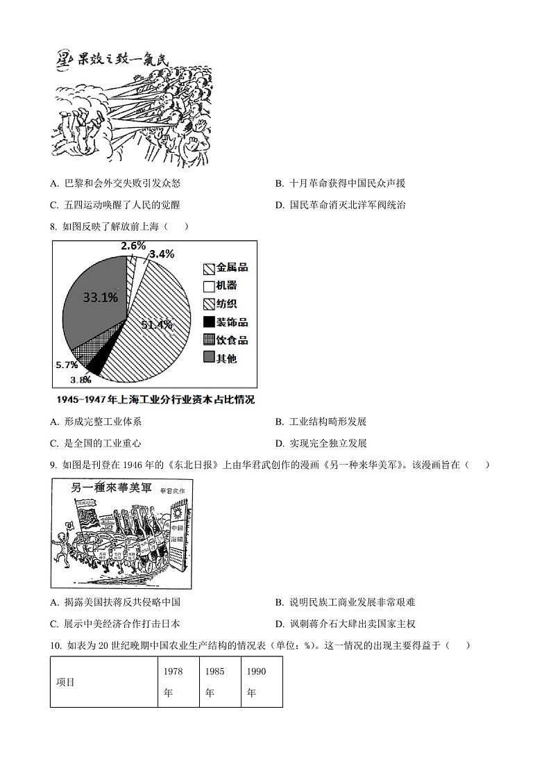2025届湖北省华中师大附中高三下学期11月期中考-历史试题（含答案）第2页