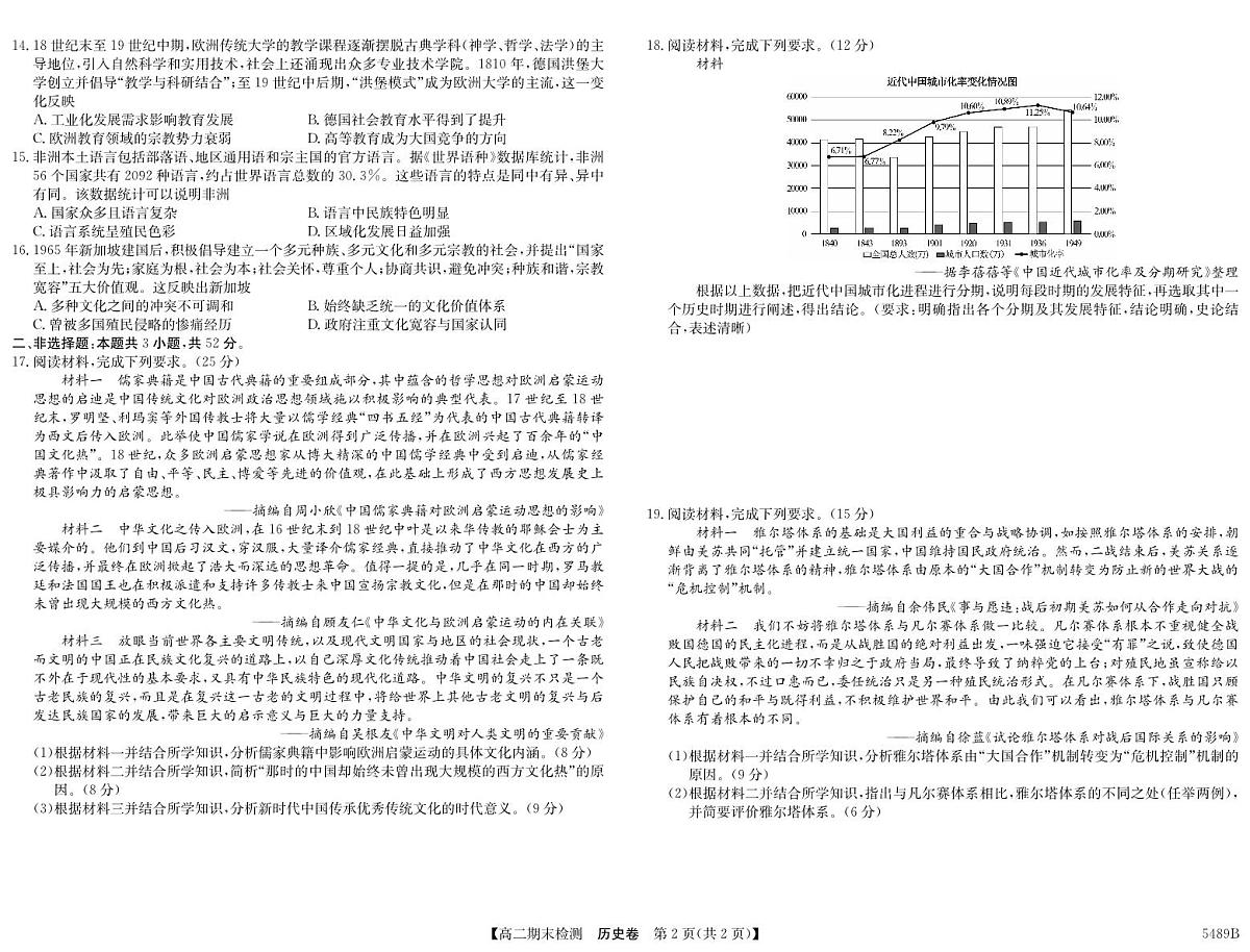 安徽省县中联盟2024-2025学年第二学期高二期末检测历史试卷+答案第2页