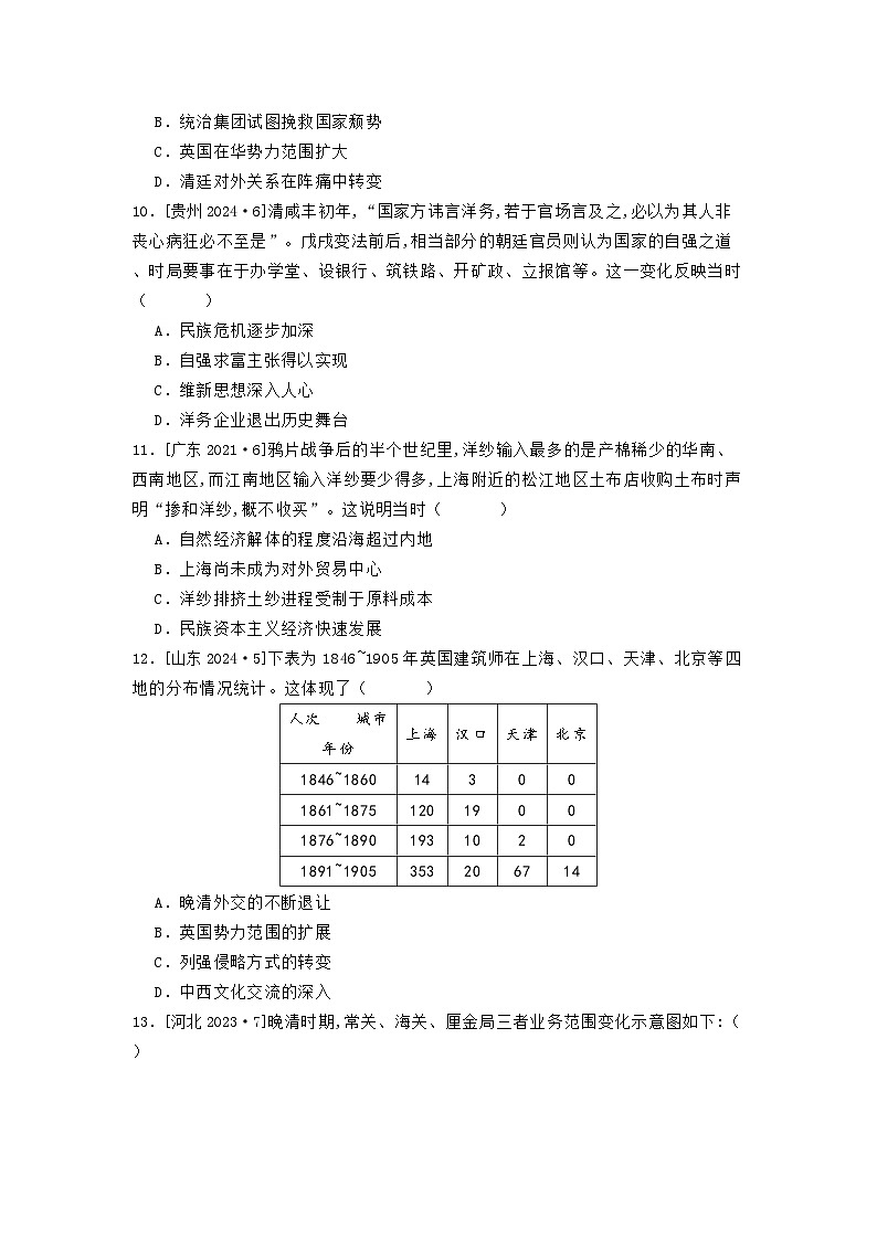 第五单元 第一节 鸦片战争与列强侵略的加剧（2021-2025）高中历史高考五年真题 分类汇编（含解析）第3页
