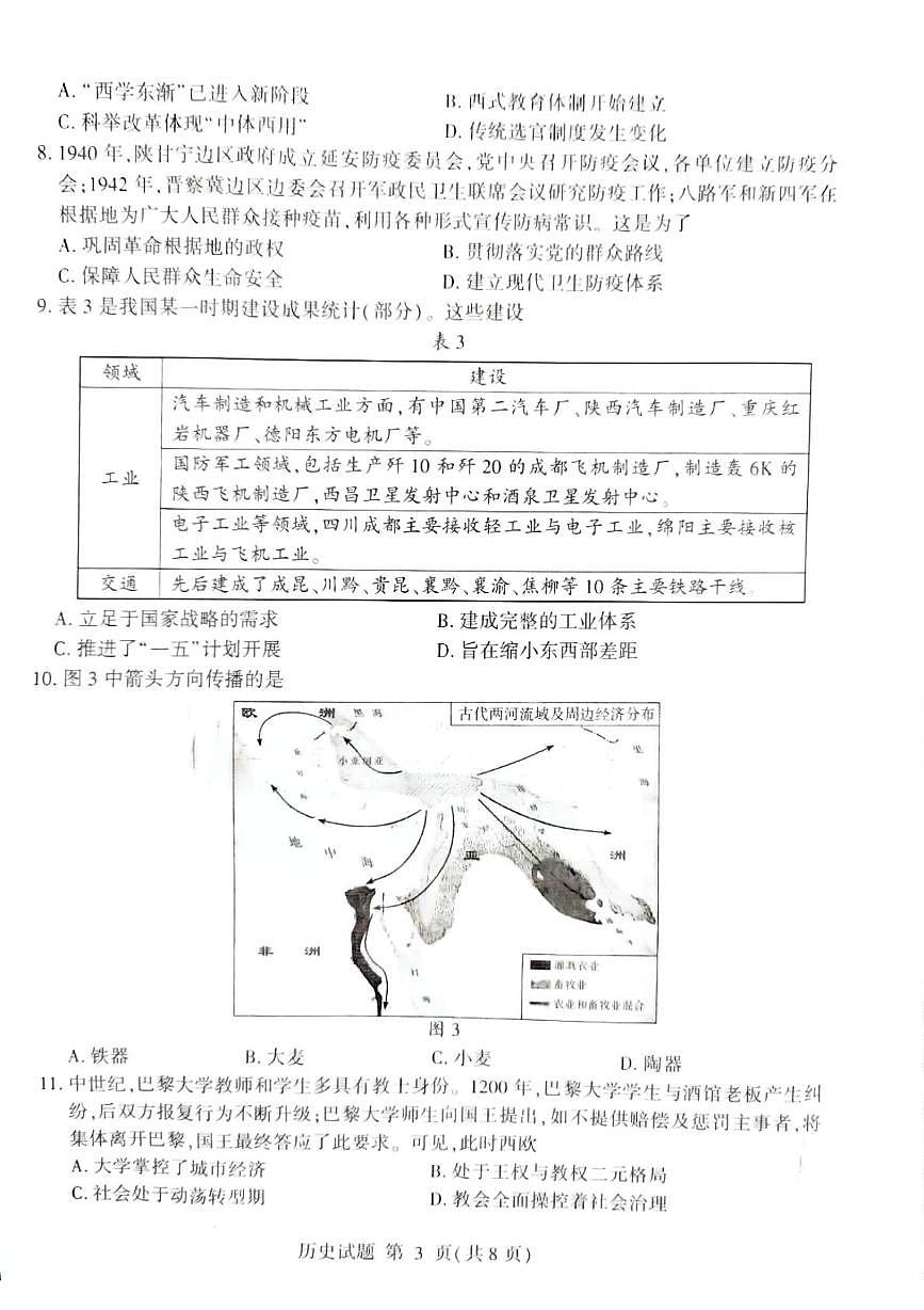 山东省临沂市2024-2025学年高二上学期1月期末考试历史试卷第3页