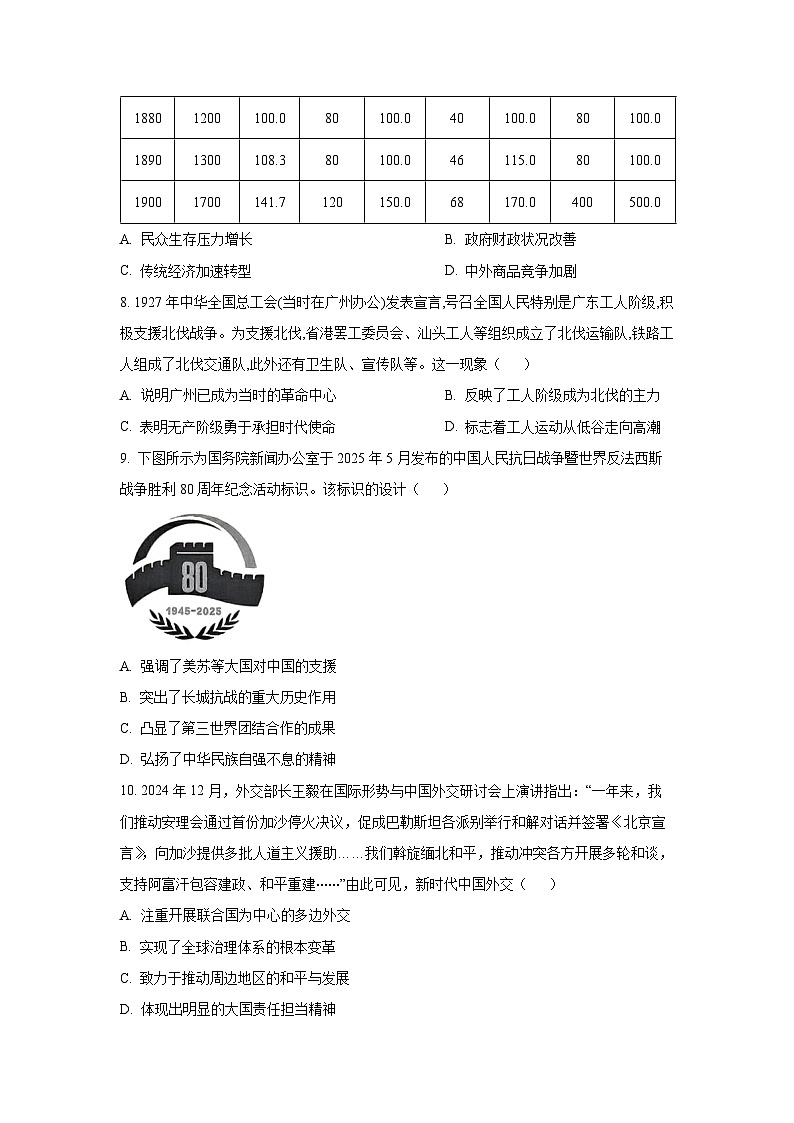 河北省保定市四校2025-2026学年高三上学期9月月考历史试卷（学生版）第3页