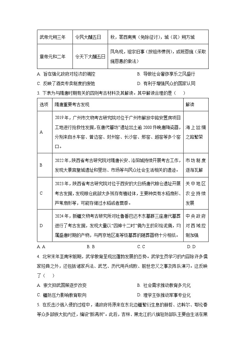 广东省广州市2025-2026学年高三年级上学期八月阶段训练历史试卷（学生版）第2页