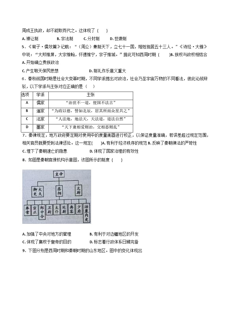 黑龙江省鸡西市第一中学2025-2026学年高一上学期9月月考历史试卷第2页