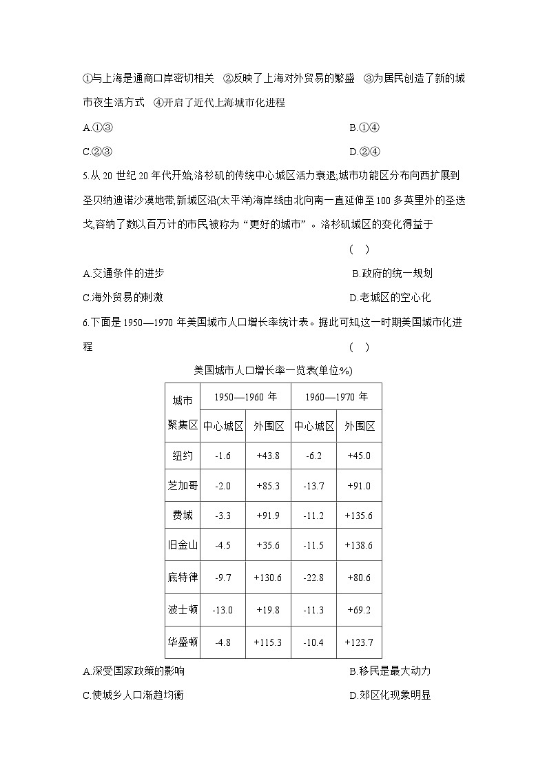 高二历史（统编版）试题选择性必修2课时跟踪检测（十一）近代以来的城市化进程（Word版附解析）第2页