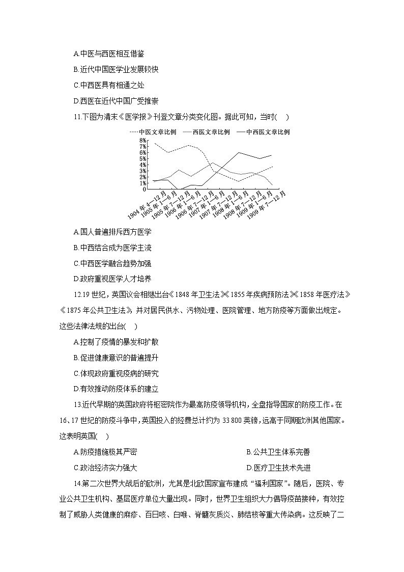 高二历史（统编版）试题选择性必修2单元质量检测（六）医疗与公共卫生（Word版附解析）第3页