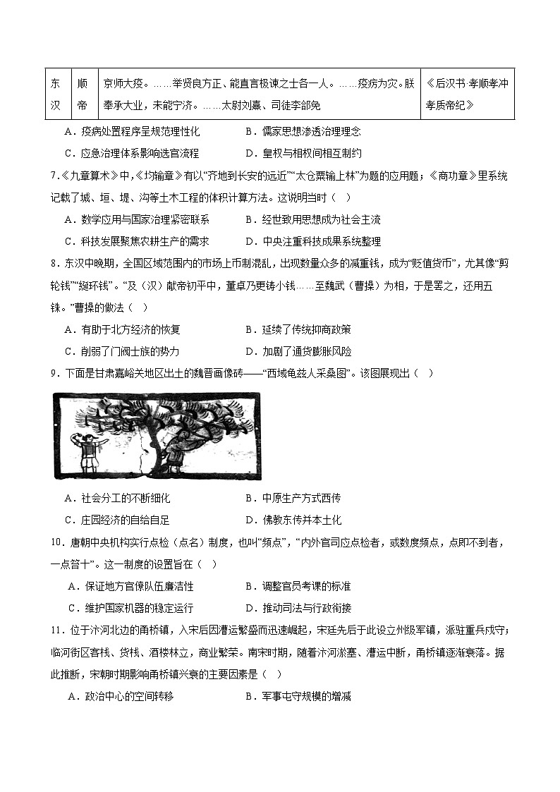 河南省TOP二十名校2026届高三上学期调研考试一历史试卷（含答案）第2页